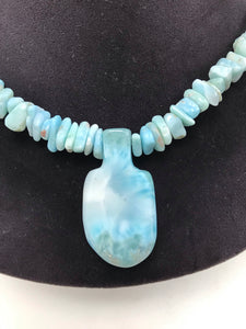Larimar Beaded Necklace with Pendant