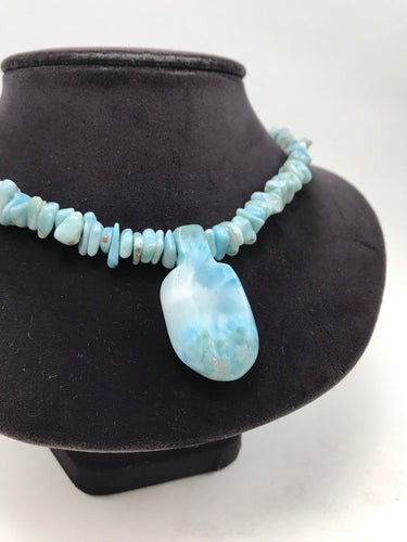 Larimar Beaded Necklace with Pendant