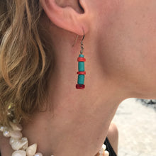 Howlite and Fossilized Red Coral Earrings