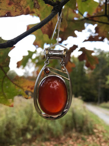 Carnelian, Sapphire, and Diamond Pendant