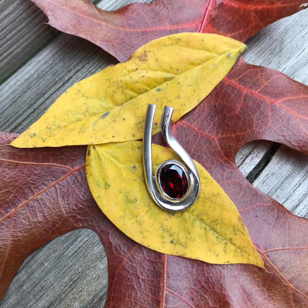 Garnet and Sterling Silver Pendant